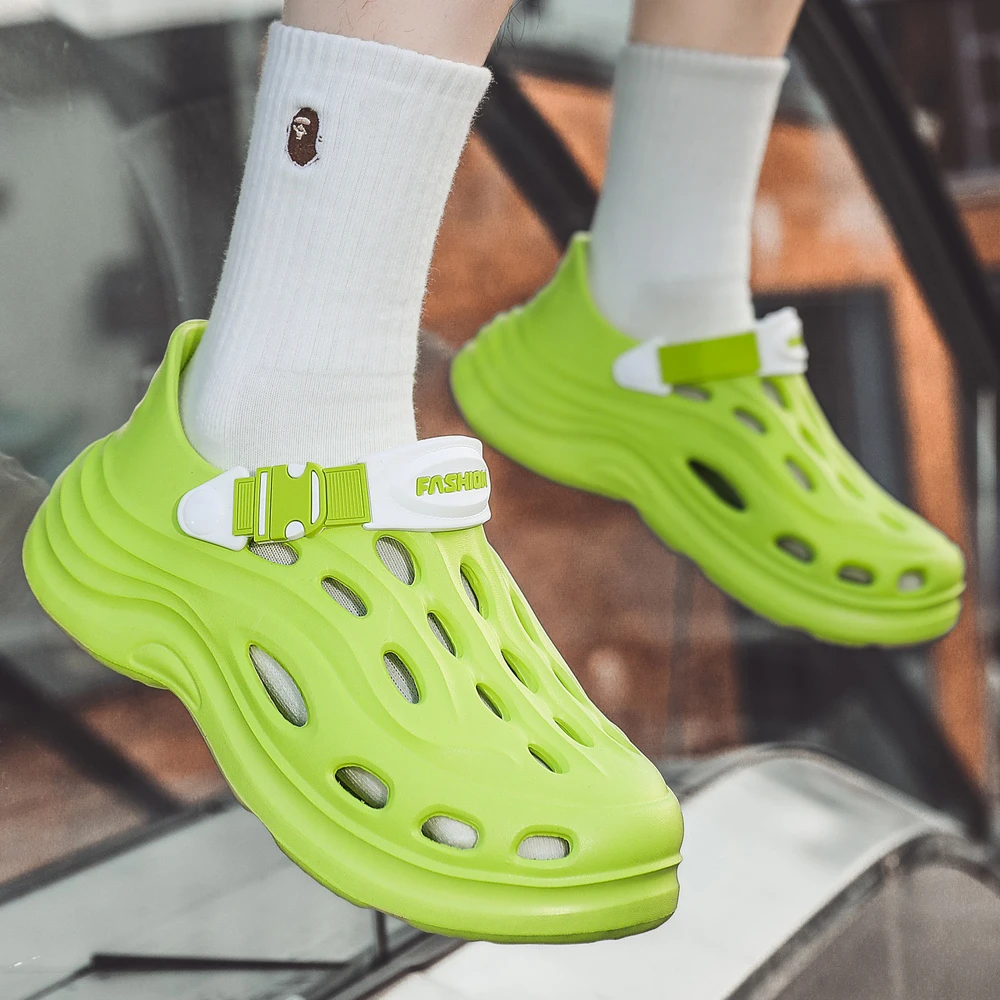 沙滩鞋软底厚底洞洞鞋拖鞋凉鞋凉拖包头男士外穿夏季潮流防滑