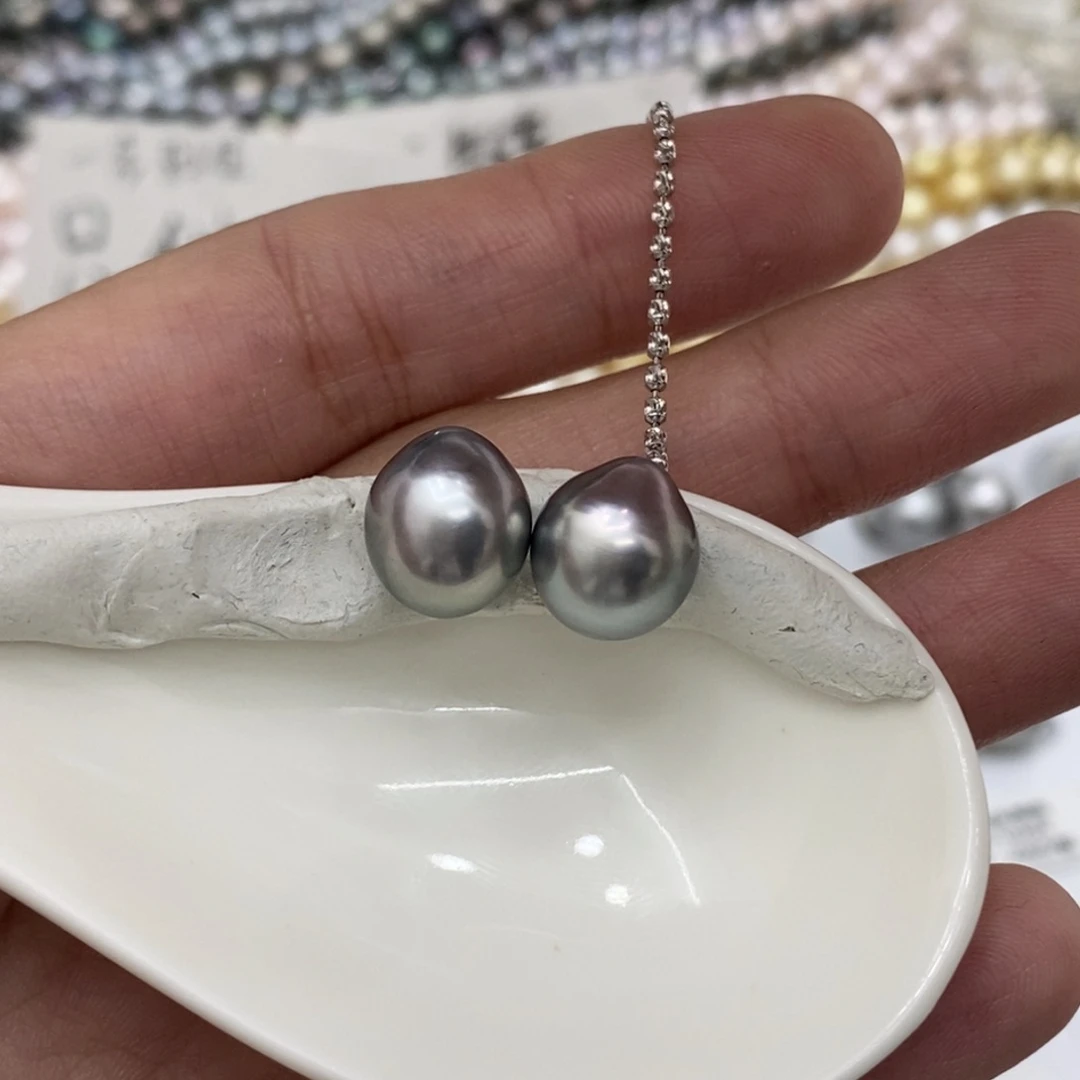 海水珍珠裸珠未镶嵌大溪地铂金灰10-11不含配件