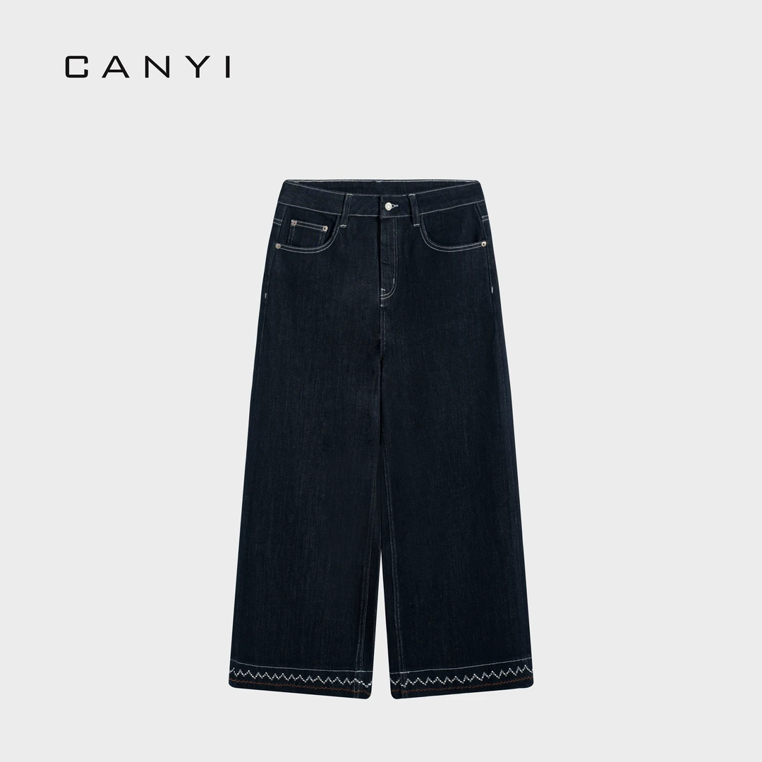 【CY璨衣】休闲风阔腿民族风花边牛仔裤15-25081804