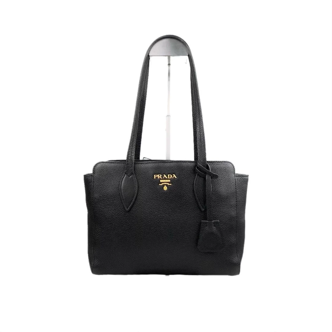 99新 Prada/普拉达 黑金托特小号 单肩包