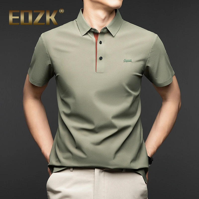 Eozk2025新款翻领短袖T恤男士夏季百搭polo衫中青年薄款上衣体恤