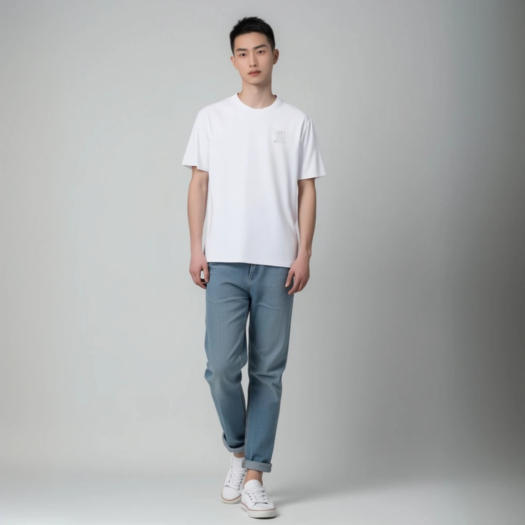 高级感 液氨罗马棉刺绣T恤百搭简约宽松潮流