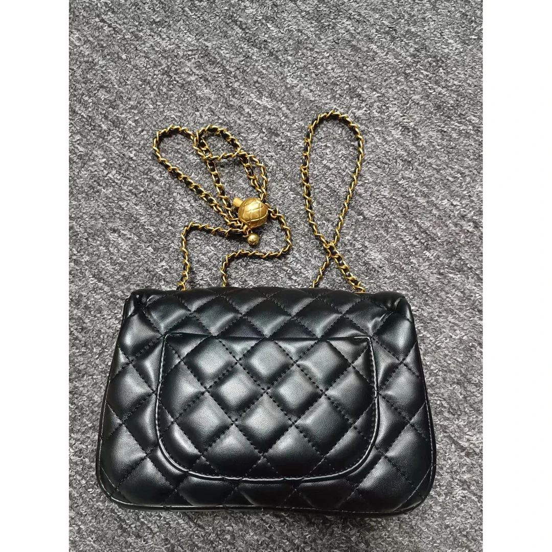 真皮女包私人定制金球黑色