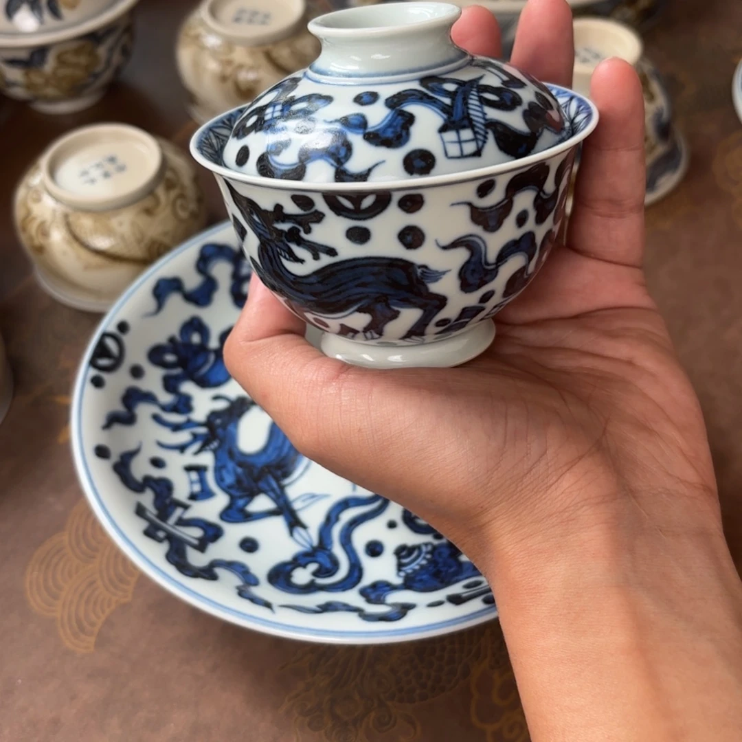 摆件景德镇手绘茶器瑕疵