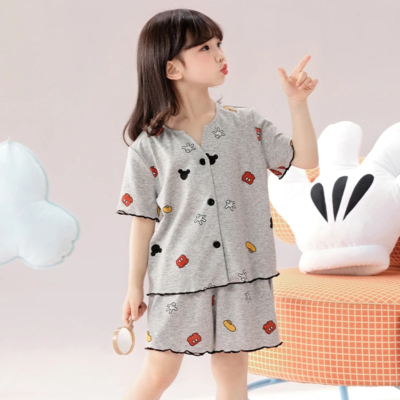 儿童睡衣夏季薄款短袖空调服套装2025新款莫代尔女宝宝夏天家居服