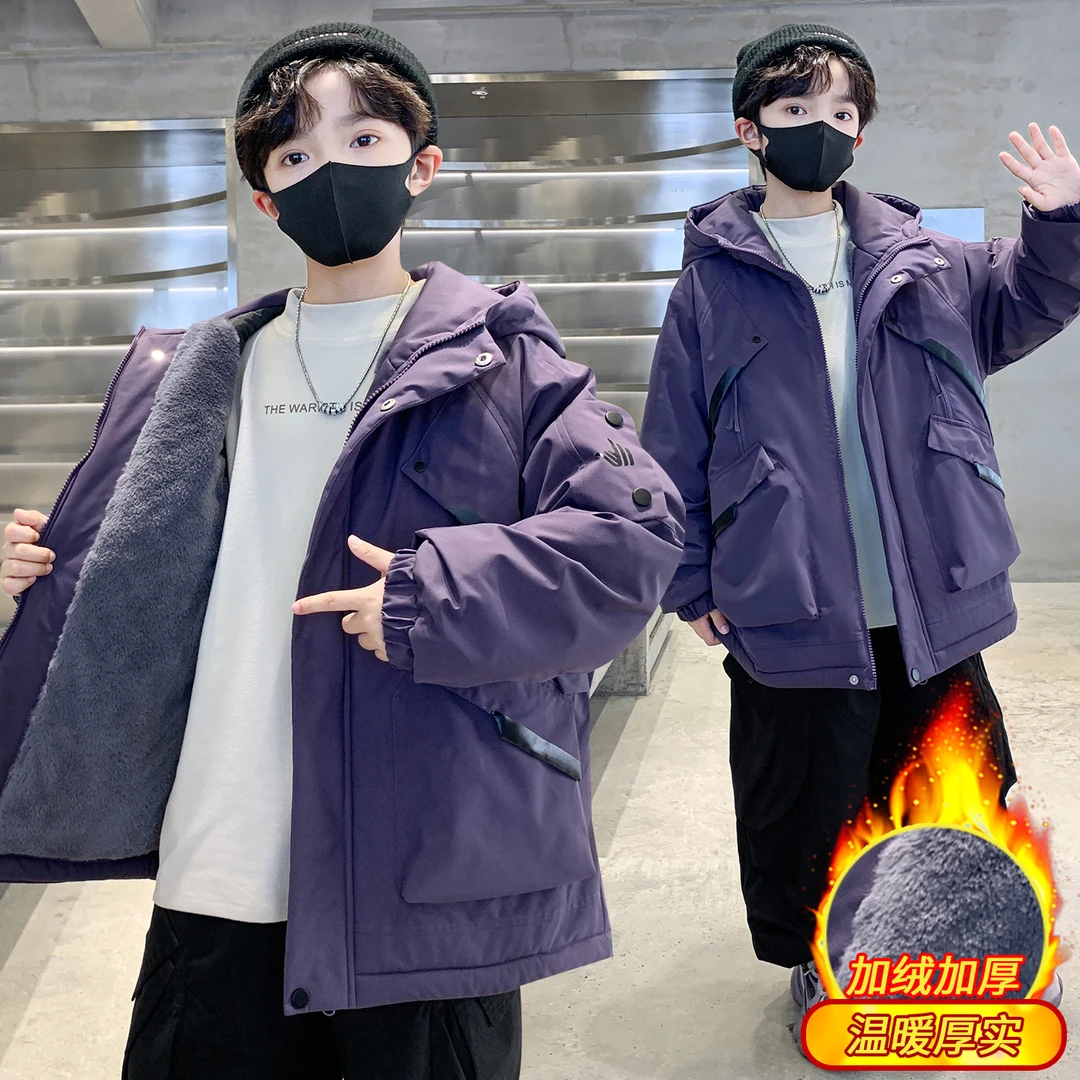 男童冬款外套2025新款冬季加绒加厚派克服中大儿童男孩冬装D-711