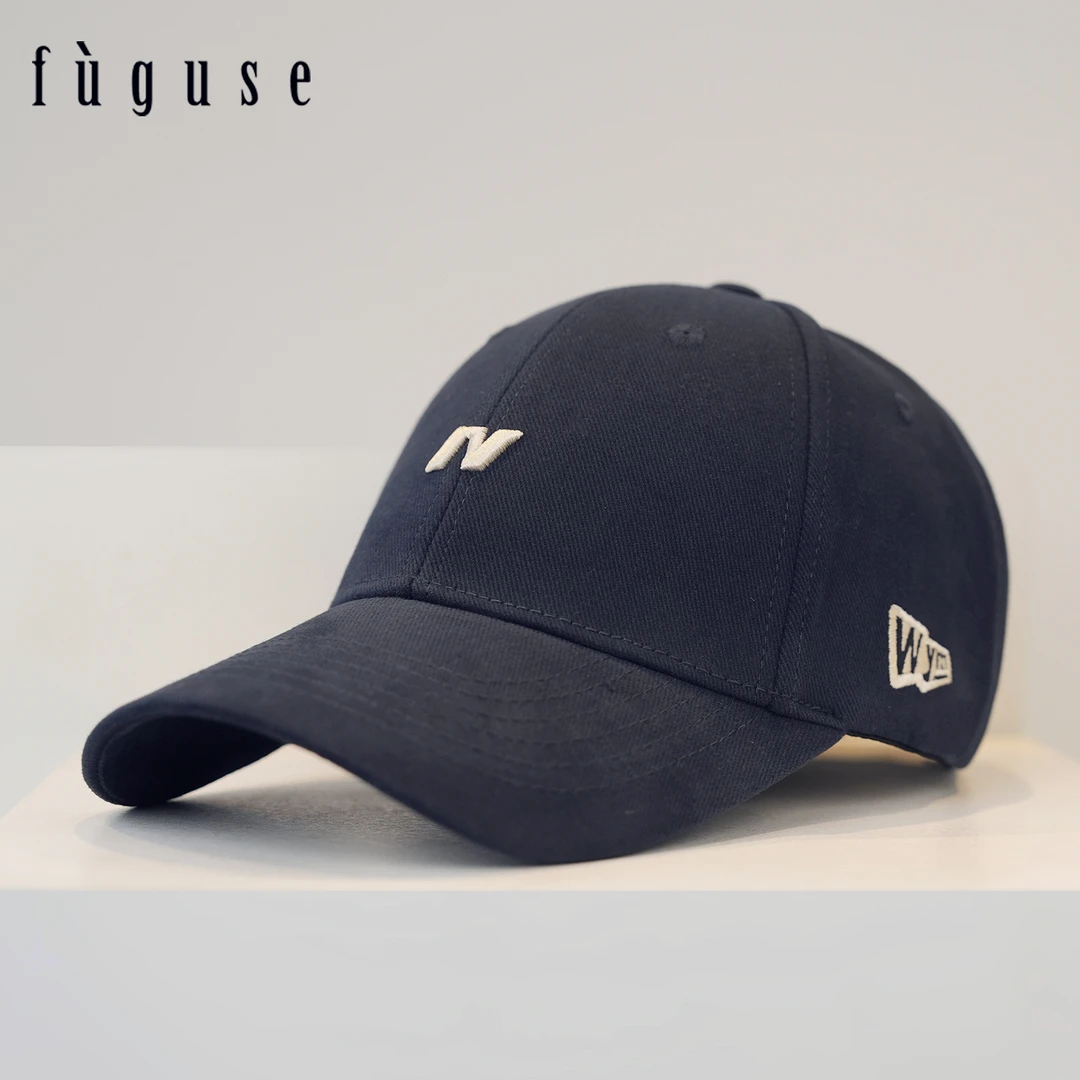 秋季新款刺绣字母硬顶棒球帽子男女韩版百搭大头围显脸小鸭舌帽潮