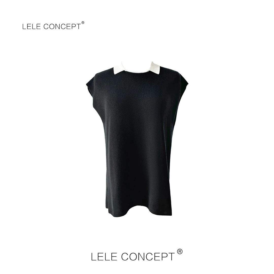LELE CONCEPT丨时尚休闲简约款白领无袖针织上衣S1123