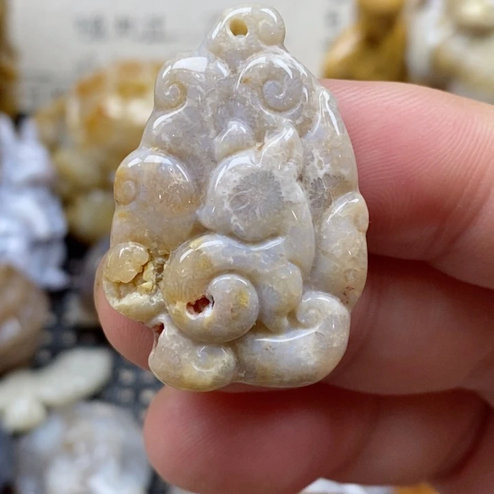 颈饰未镶嵌硅化珊瑚（珊瑚玉）有瑕 小