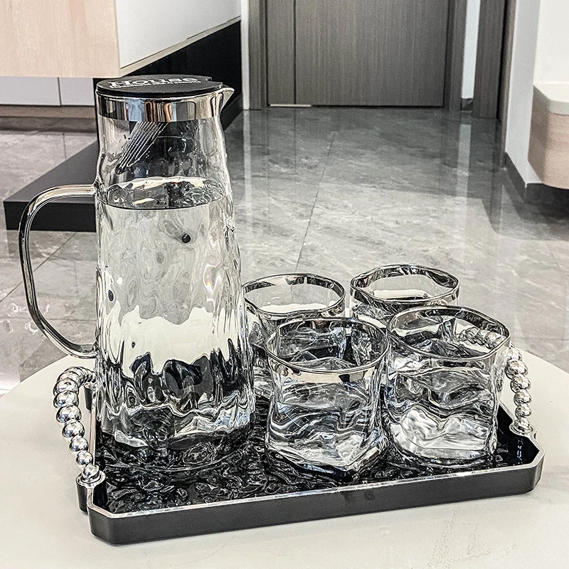 随沐 轻奢玻璃杯家用高级感喝水杯客厅待客水具套装泡茶杯子茶壶