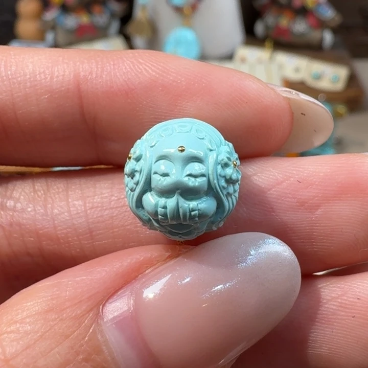 绿松石未镶嵌美人鱼圆珠