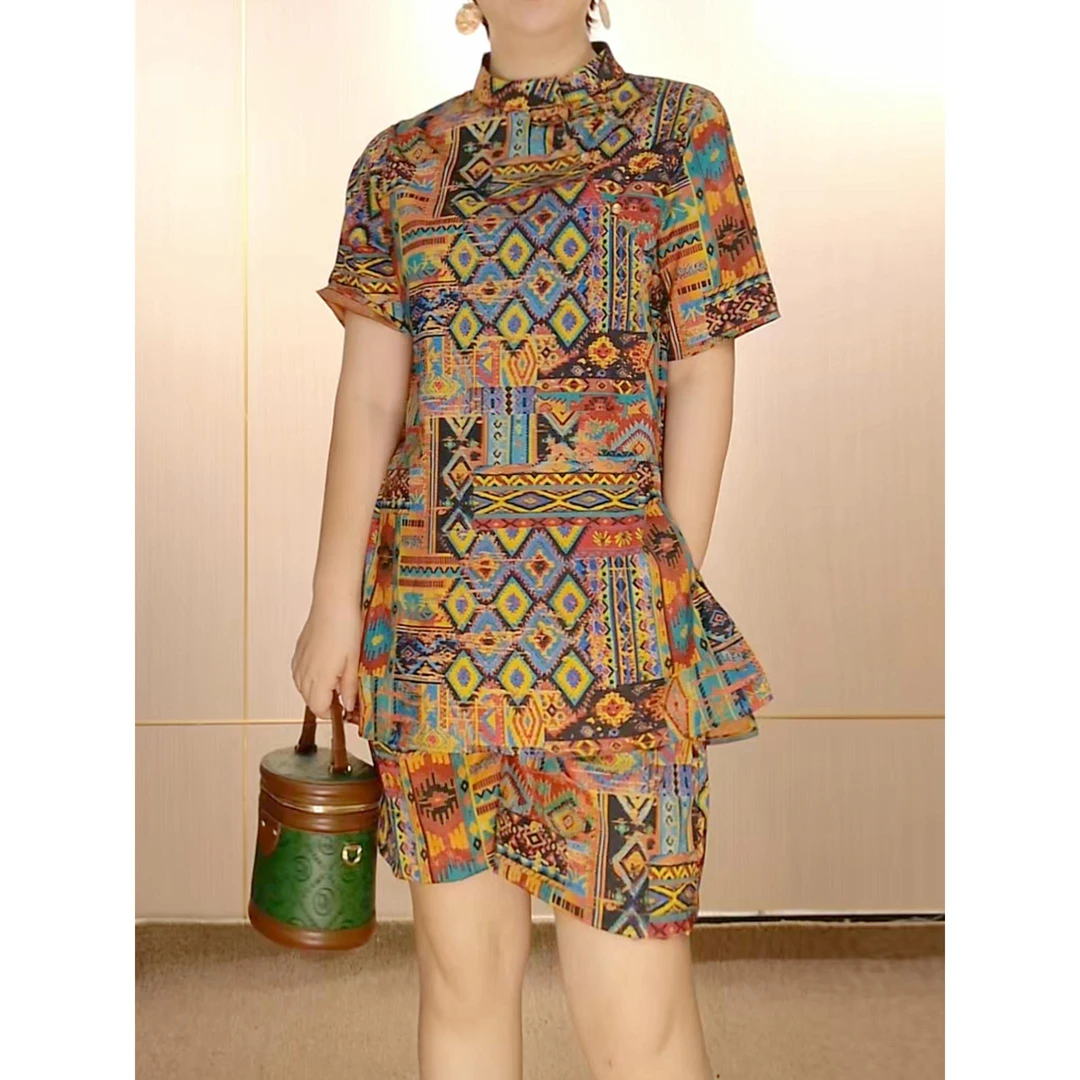 5520新中式国风复古衬衫女夏季新款设计感小众宽松显瘦上衣两件套