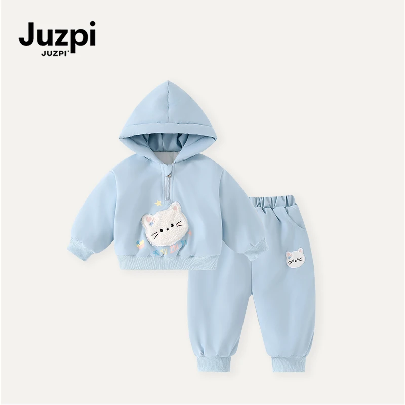 橘止皮·女童卫衣套装2025秋冬季棉服连帽套头衫休闲裤QT259721