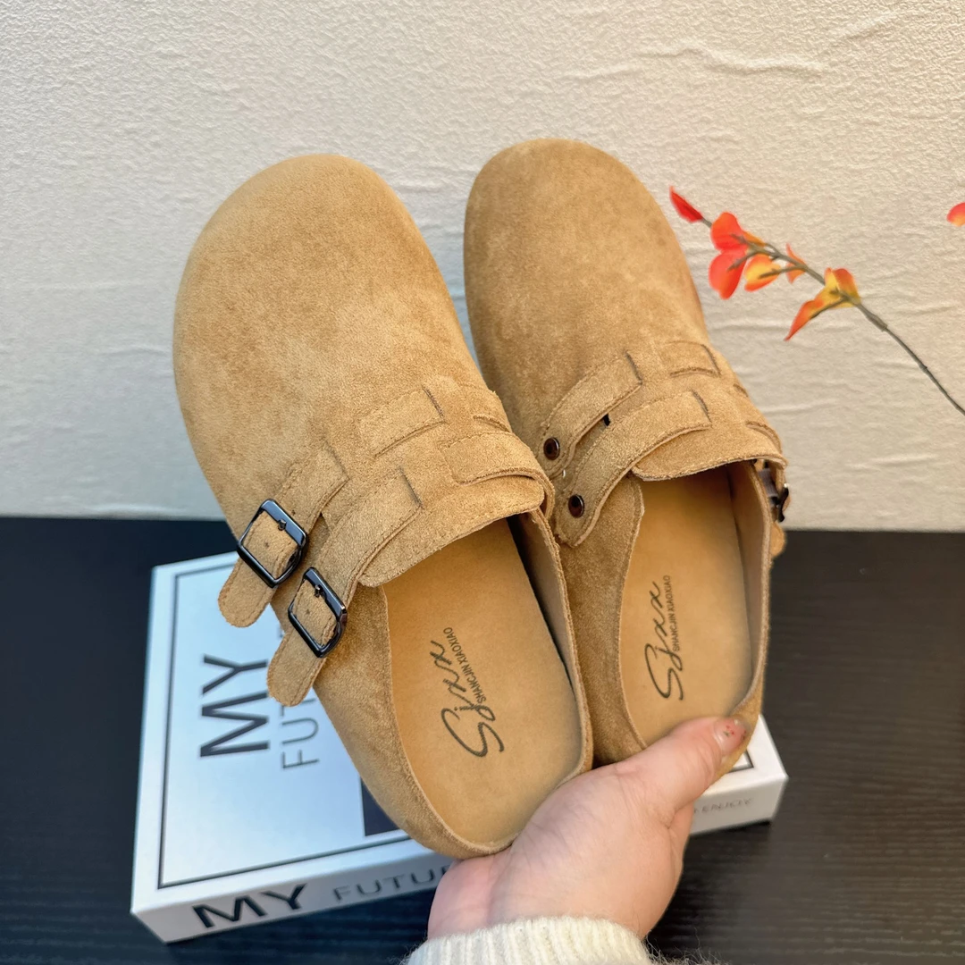 3公分平底半拖勃肯女鞋2025春季新款百搭休闲复古英伦风外穿单鞋