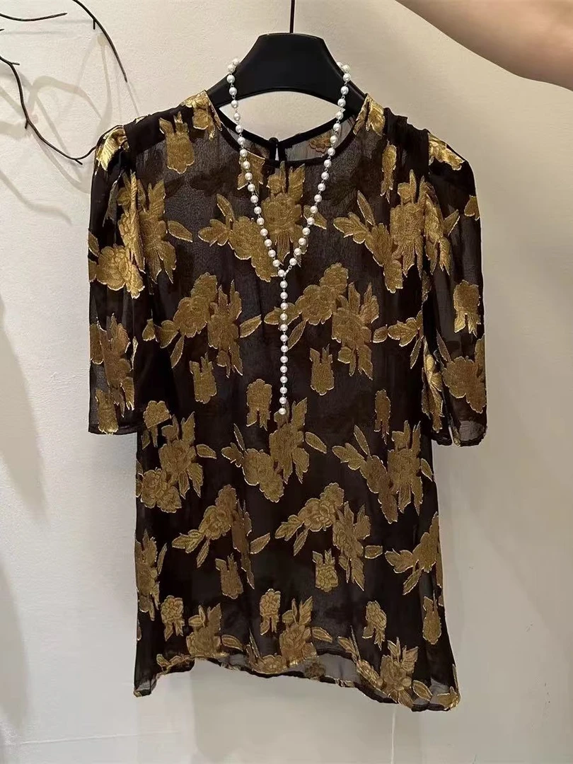 【晨浠定制】新款高级感圆领提花小衫衬衣【不配项链】1152