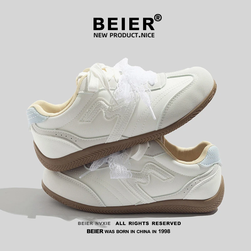 蕾丝鞋带厚底低帮小白鞋女鞋2025秋季新款休闲鞋复古学生板鞋7205