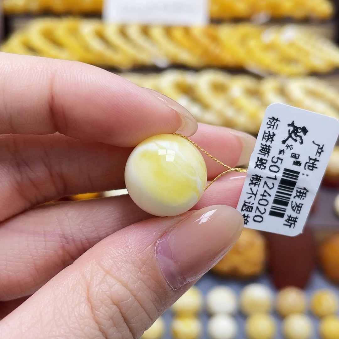 琥珀裸石未镶嵌蜜蜡圆珠15.5mm微微瑕