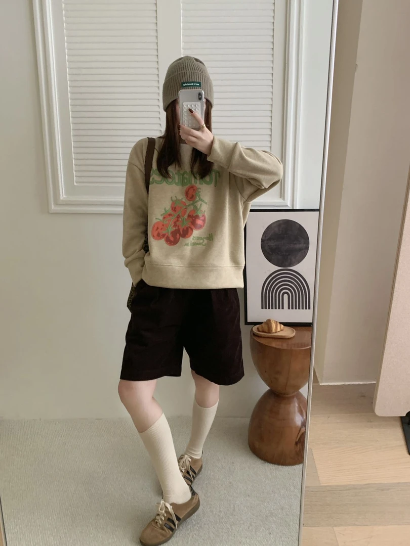 【番茄 】  欧货加绒加厚羊毛重工刺绣小番茄双面绒女士套头卫衣