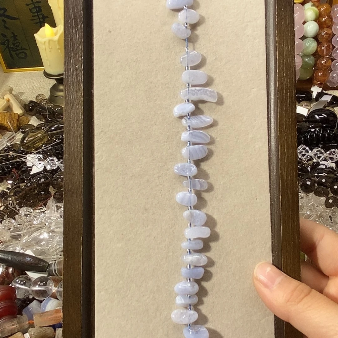 玛瑙/玉髓散珠蓝纹玛瑙项链