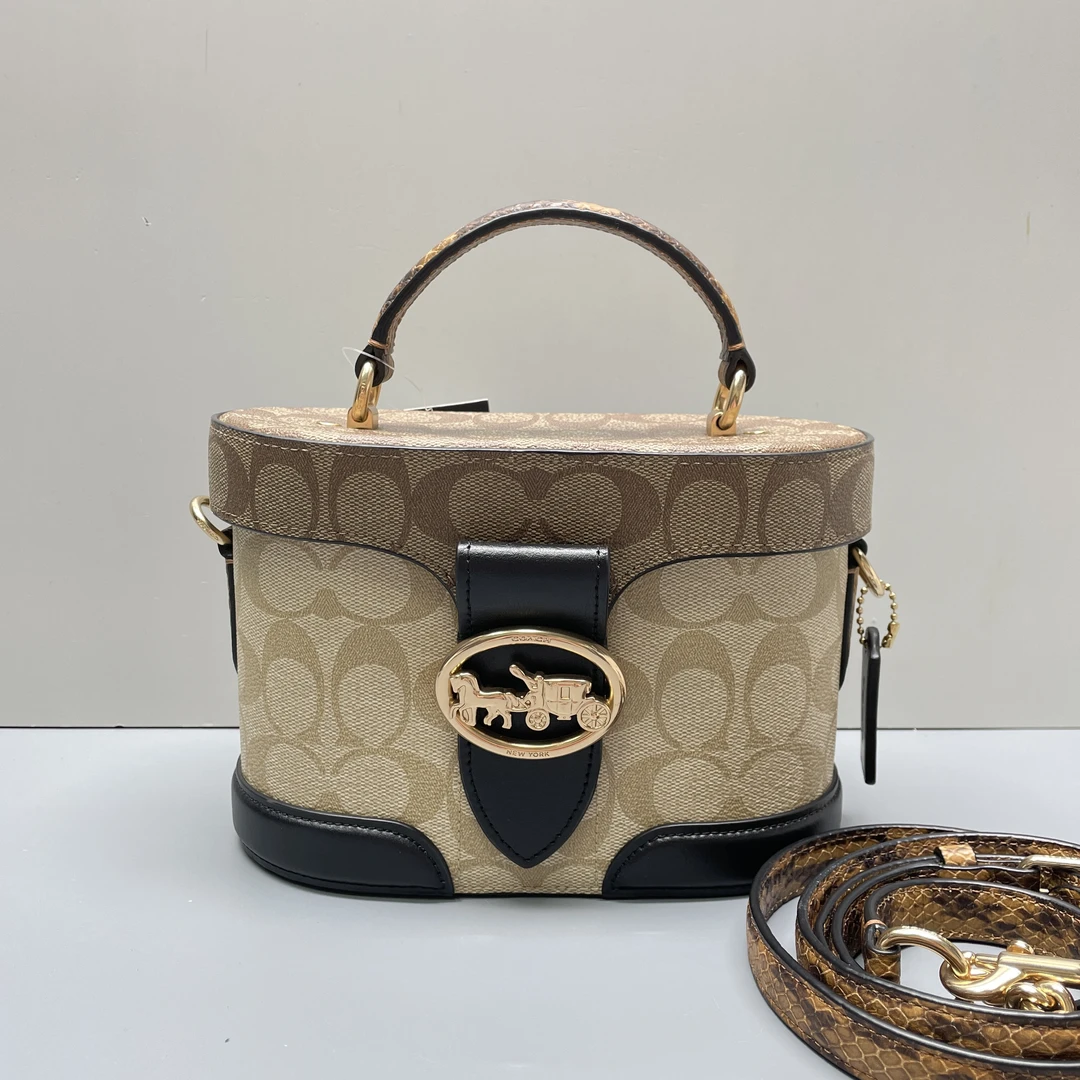 95新 COACH/蔻驰 乔治georgie深浅老花盒子包20*14*10cmME120202