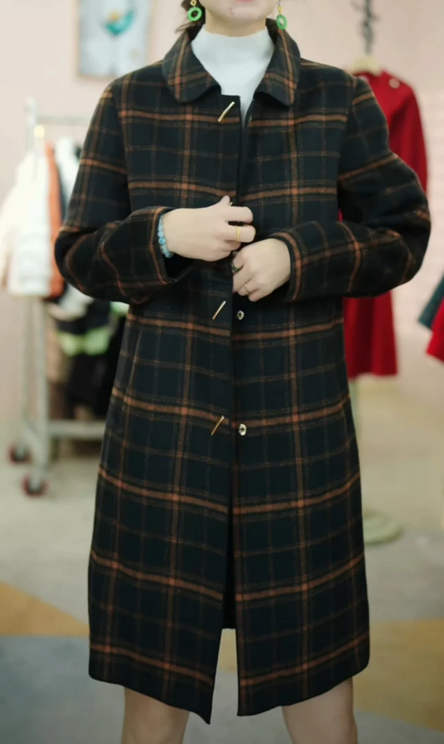 Z3059新款高级感中长款复古毛呢外套春秋洋气时尚F10