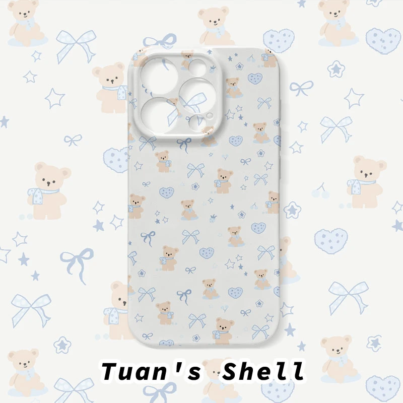 蝴蝶结小熊菲林软壳适用苹果VIVO华为OPPO小米卡通简约风手机壳