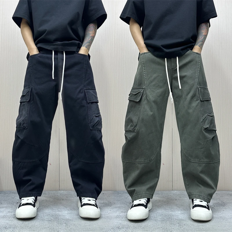 昊Studio冬季男士加绒宽松立体剪裁复古美式直筒慵懒感百搭休闲裤