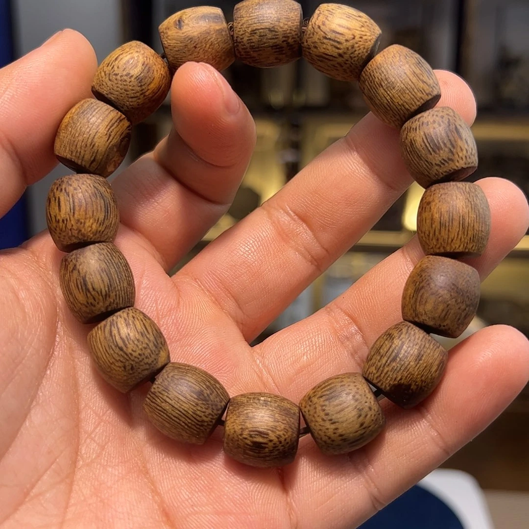 沉香手串13mm紫棋直丝鼓珠单圈18.6g