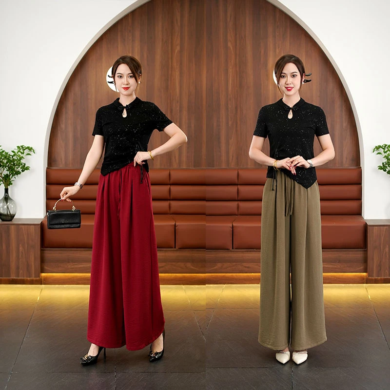 裙裤女春夏薄款显瘦皱褶洋气高腰垂感宽松慵懒山本裤