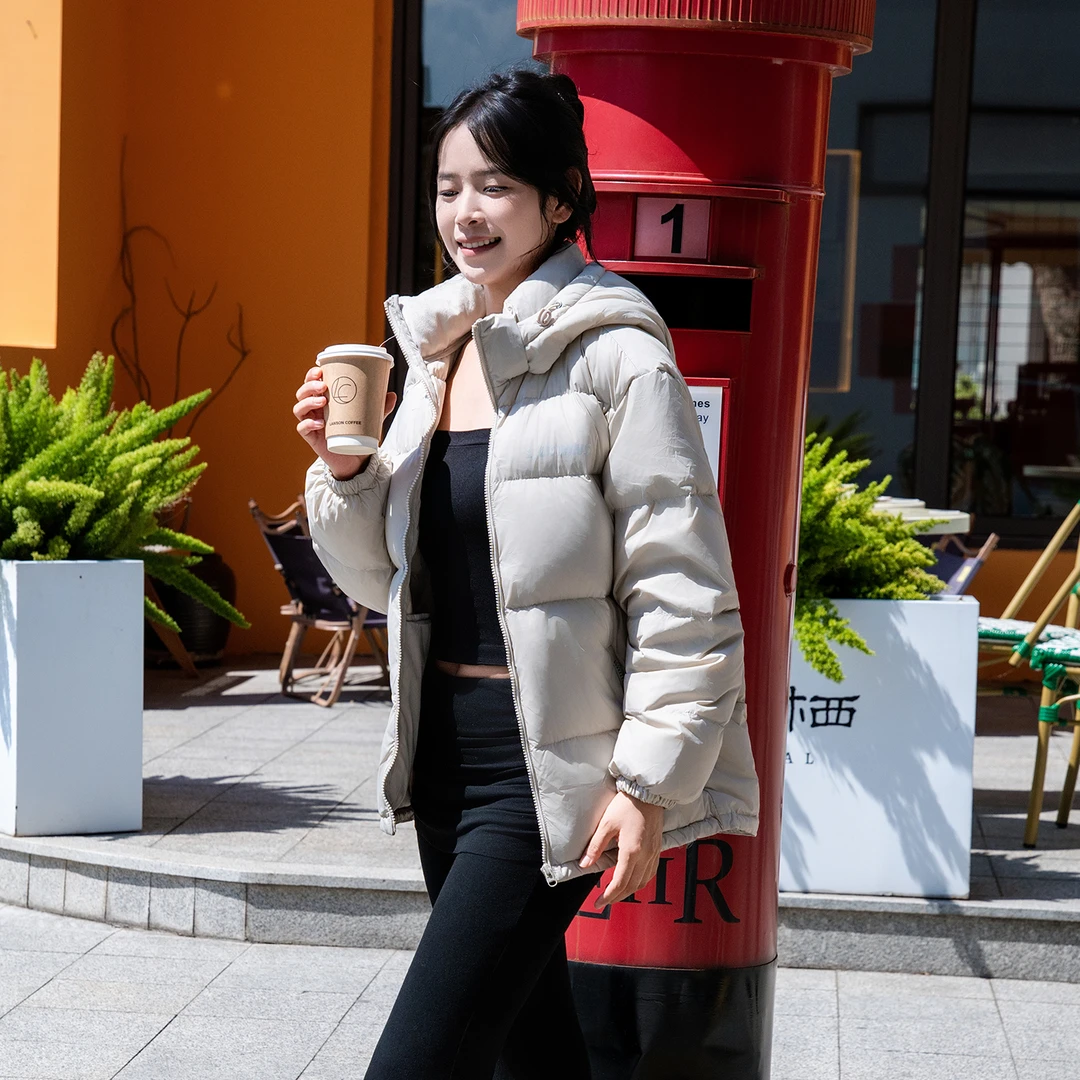 面包服女羽绒服新国标90白鸭绒2025冬季新款短款修身情侣加厚外套