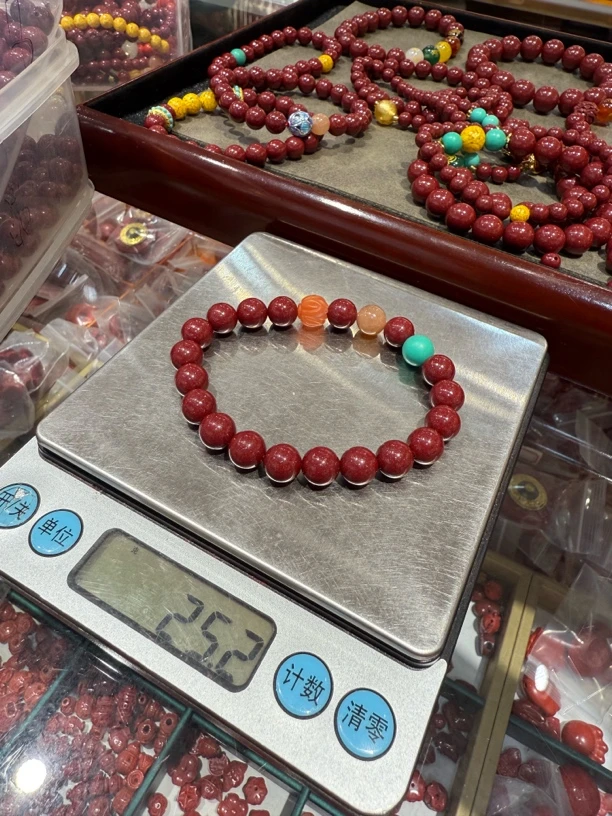 含辰砂工艺品天然辰砂朱砂手串25.2克