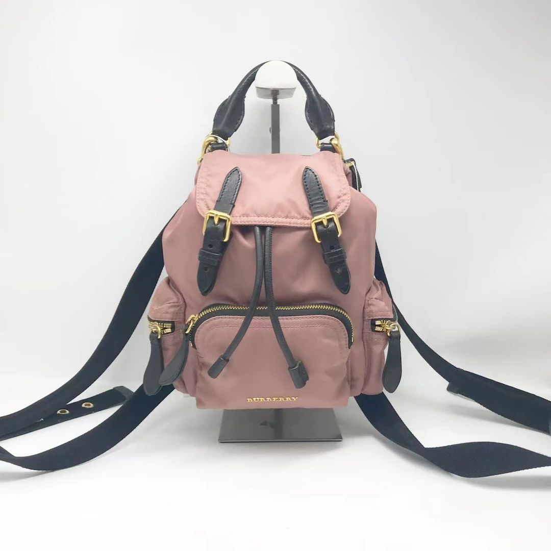 95新 BURBERRY/博柏利 洋诚二手 巴宝莉豆沙粉双肩包