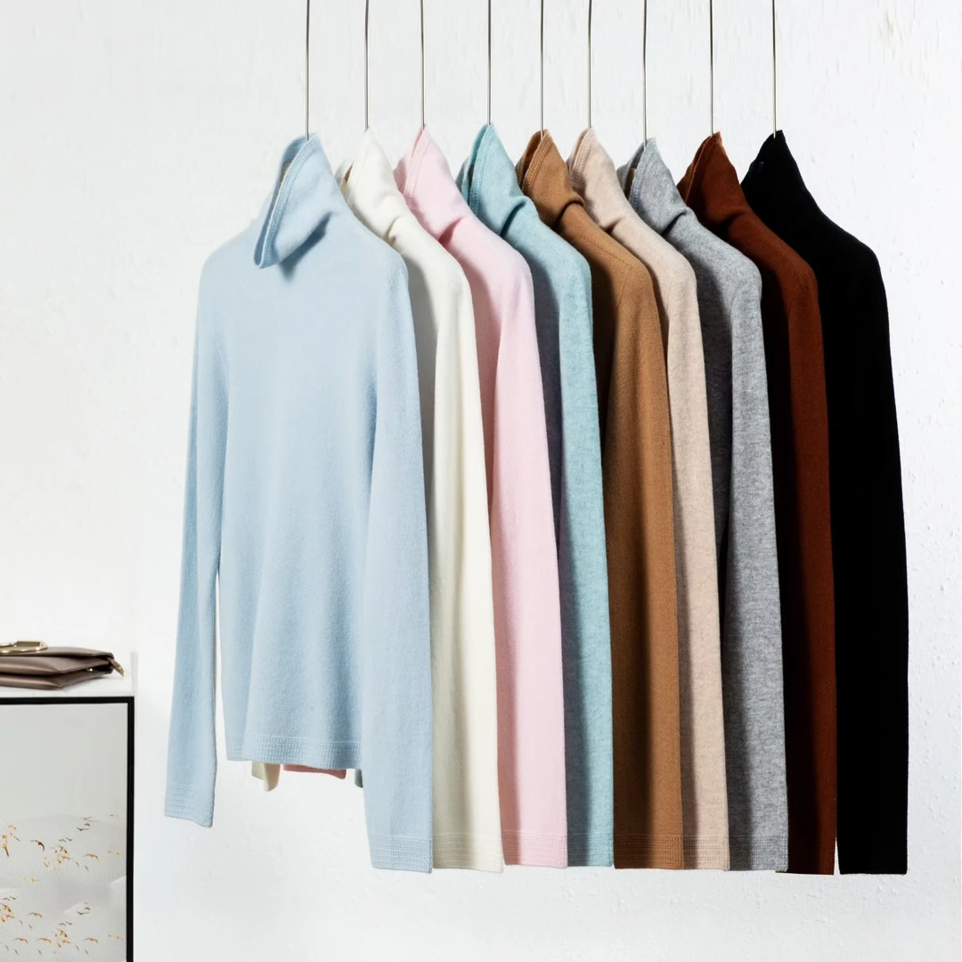 高领莫兰迪色羊毛显瘦针织衫女秋冬长袖内搭堆堆领百搭打底毛衣