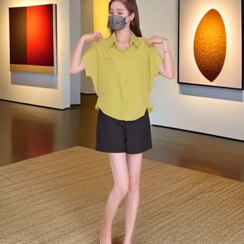 女士短袖新款2025爆款时尚洋气夏季凉感百搭宽松显瘦休闲衬衫衬衣
