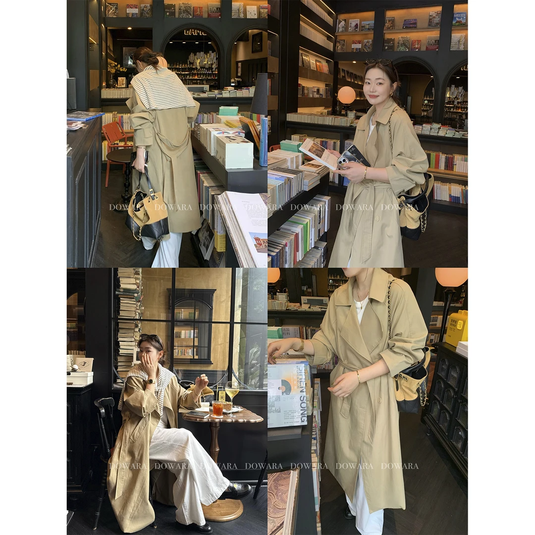 现货大婉酱微胖定制【秋日漫步】慵懒插肩袖长款风衣百搭外套9545D