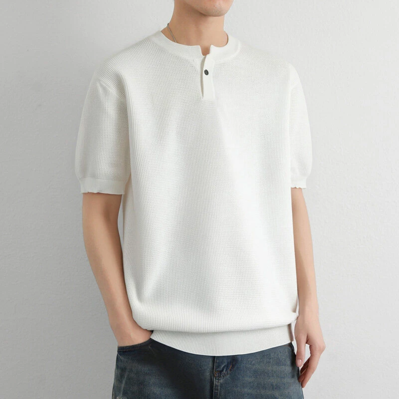 短袖休闲夏季短袖T恤纯色运动t恤华夫格百搭宽松圆领薄款简约时尚