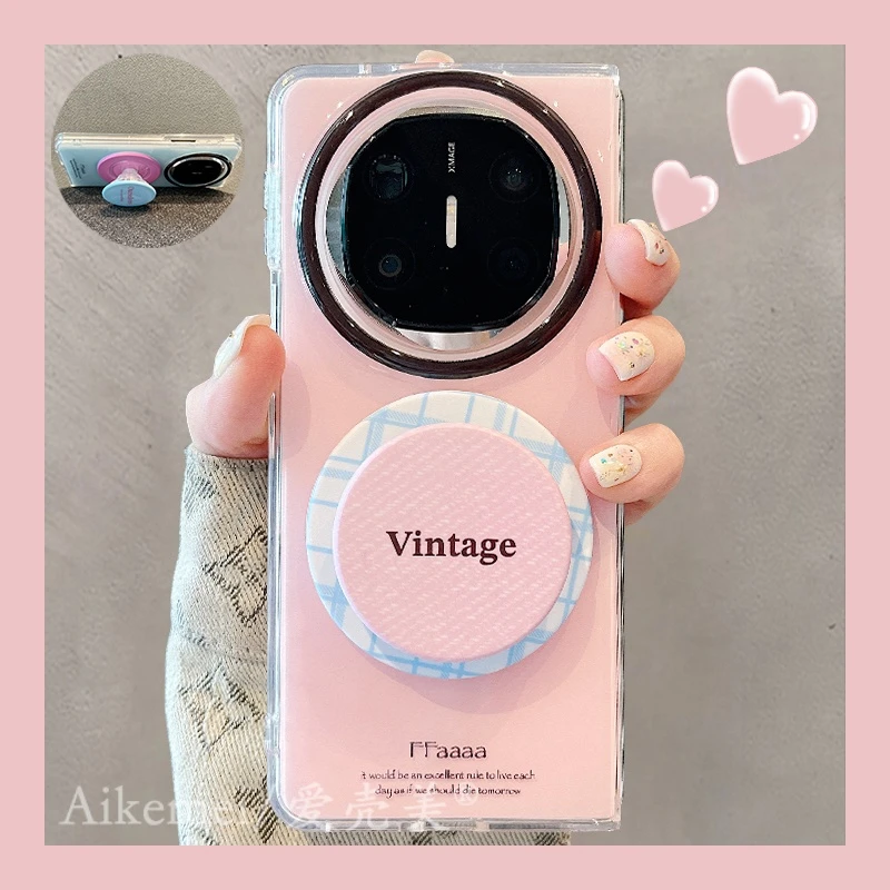 适用华为mateX6折叠屏手机壳matex5典藏版纯色英文matex3磁吸支架