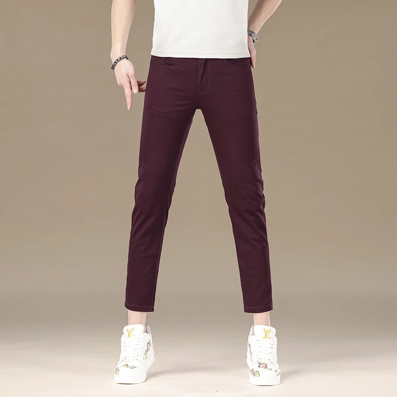 夏季薄款潮流九分牛仔裤男弹力高端2025新款修身小脚百搭时尚男士