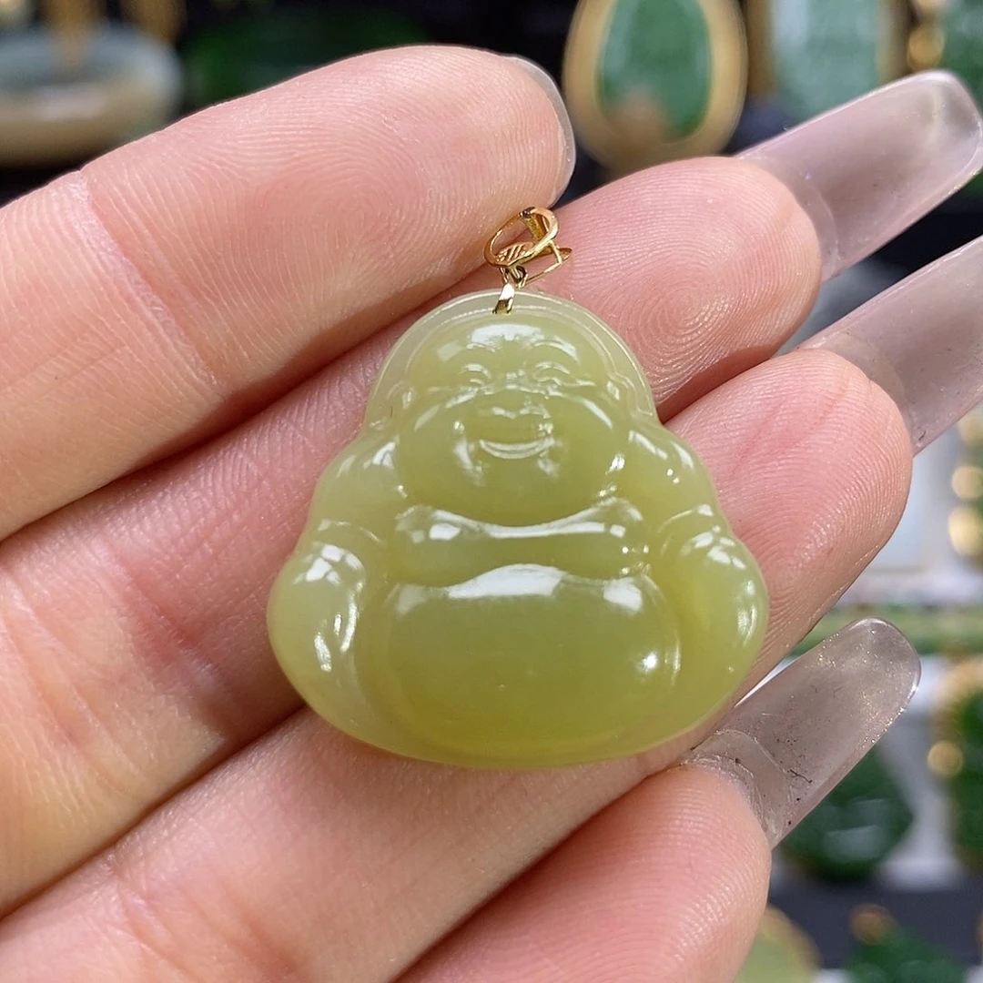 和田玉颈饰18K金镶嵌