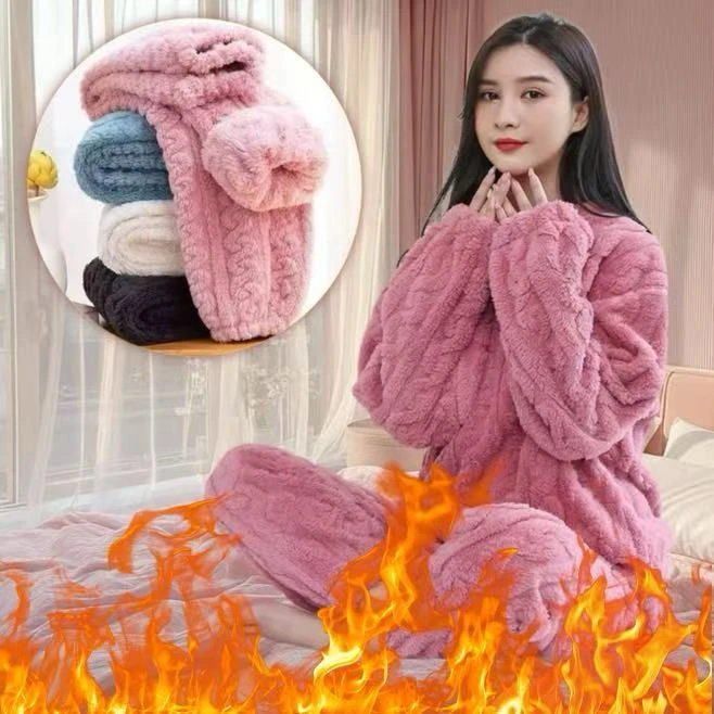 网红珊瑚绒睡衣女秋冬季学生宿舍加厚加绒可外穿保暖套装冬天衣服