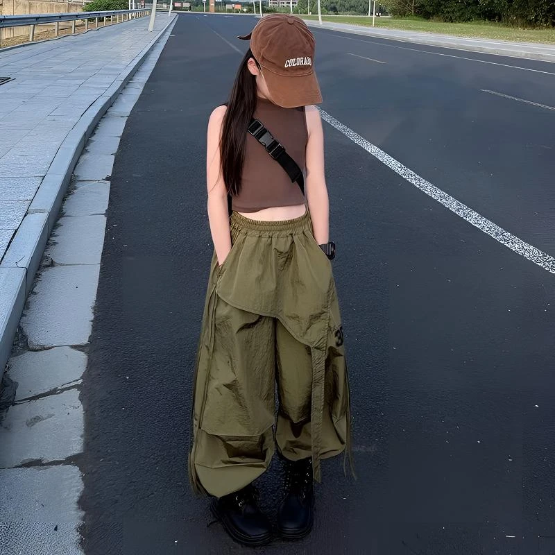 女童夏季新款2025时尚韩版洋气休闲背心个性阔腿休闲裤两件套潮酷