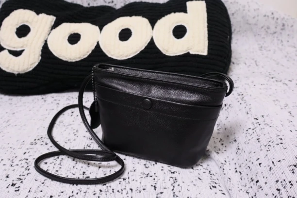 BagHaven进口牛皮 全真皮复古甜美简约风可斜挎可单肩水桶包