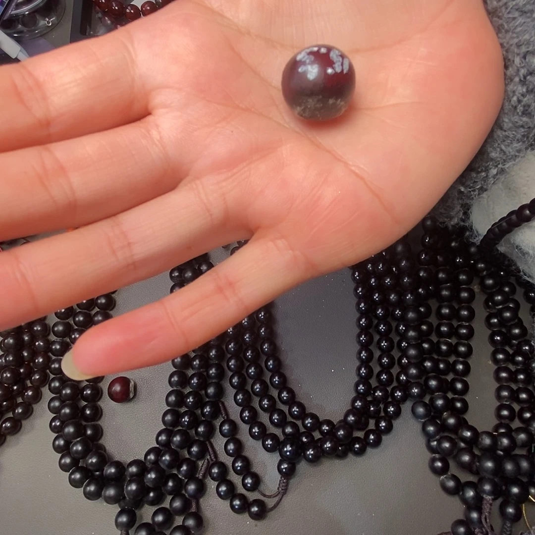无***人草珠菩提手串无患子单珠黑红色