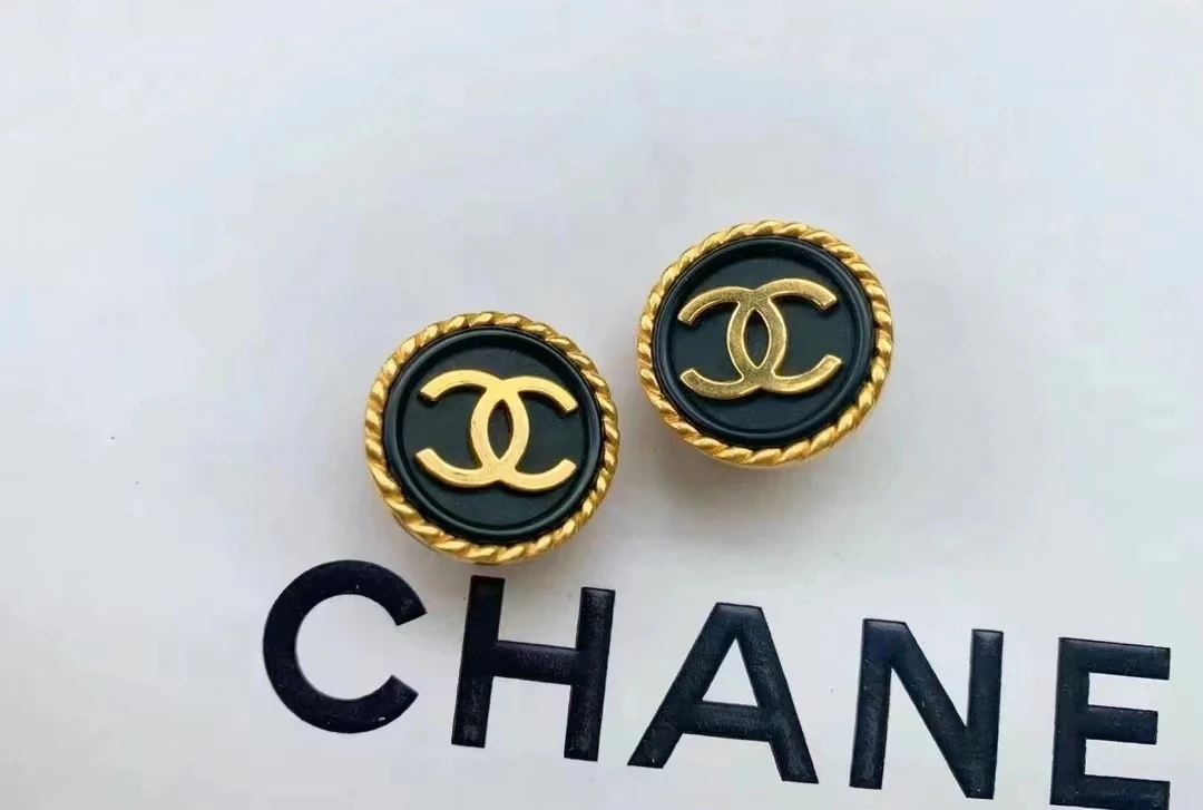 95新 Chanel/香奈儿 Chanel vintage香奈儿中古黑金耳夹