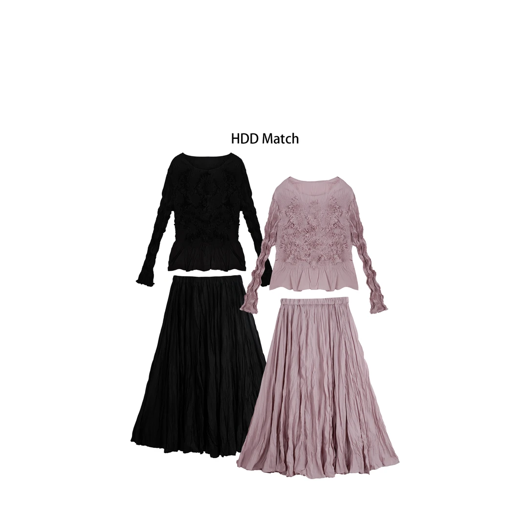 HDD Clothing "雾岛花园"春夏花边上衣+半身裙女装套装 Y7419