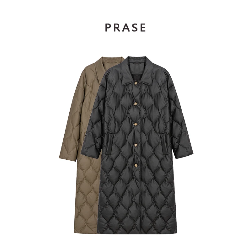 QCPRASE·噜【轻软大暖被】微胖轻奢设计款冬衬衫皮羽绒服女PR410S23