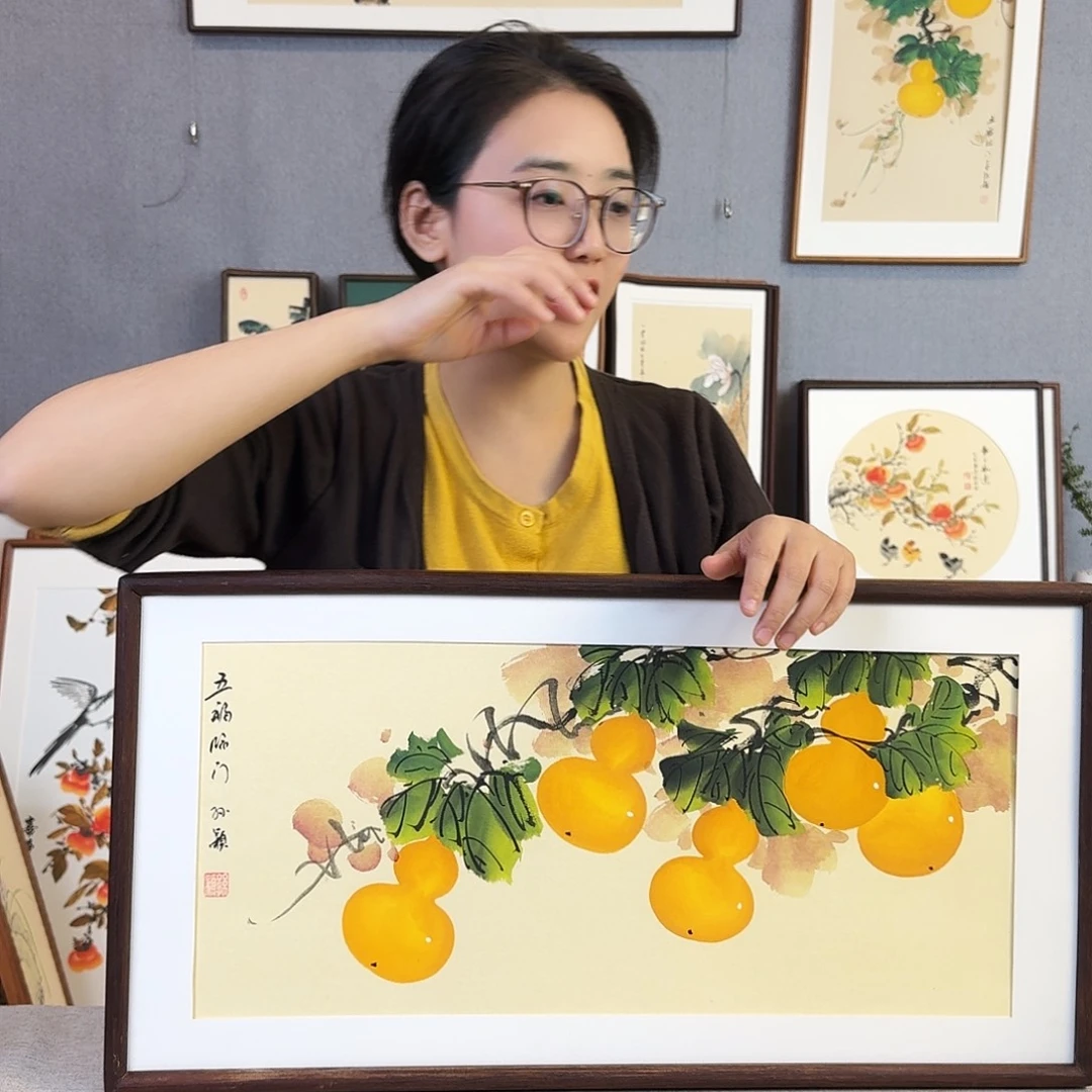 国画手绘带框尺寸： 36*69