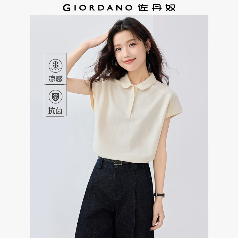 佐丹奴黑科技凉感冰氧酷Polo女装娃娃领插肩夏季POLO短袖05315385