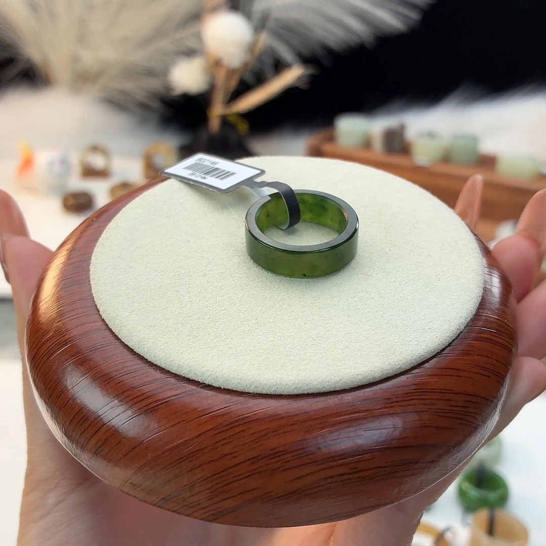 和田玉未镶嵌戒指碧玉圆切17.1j60