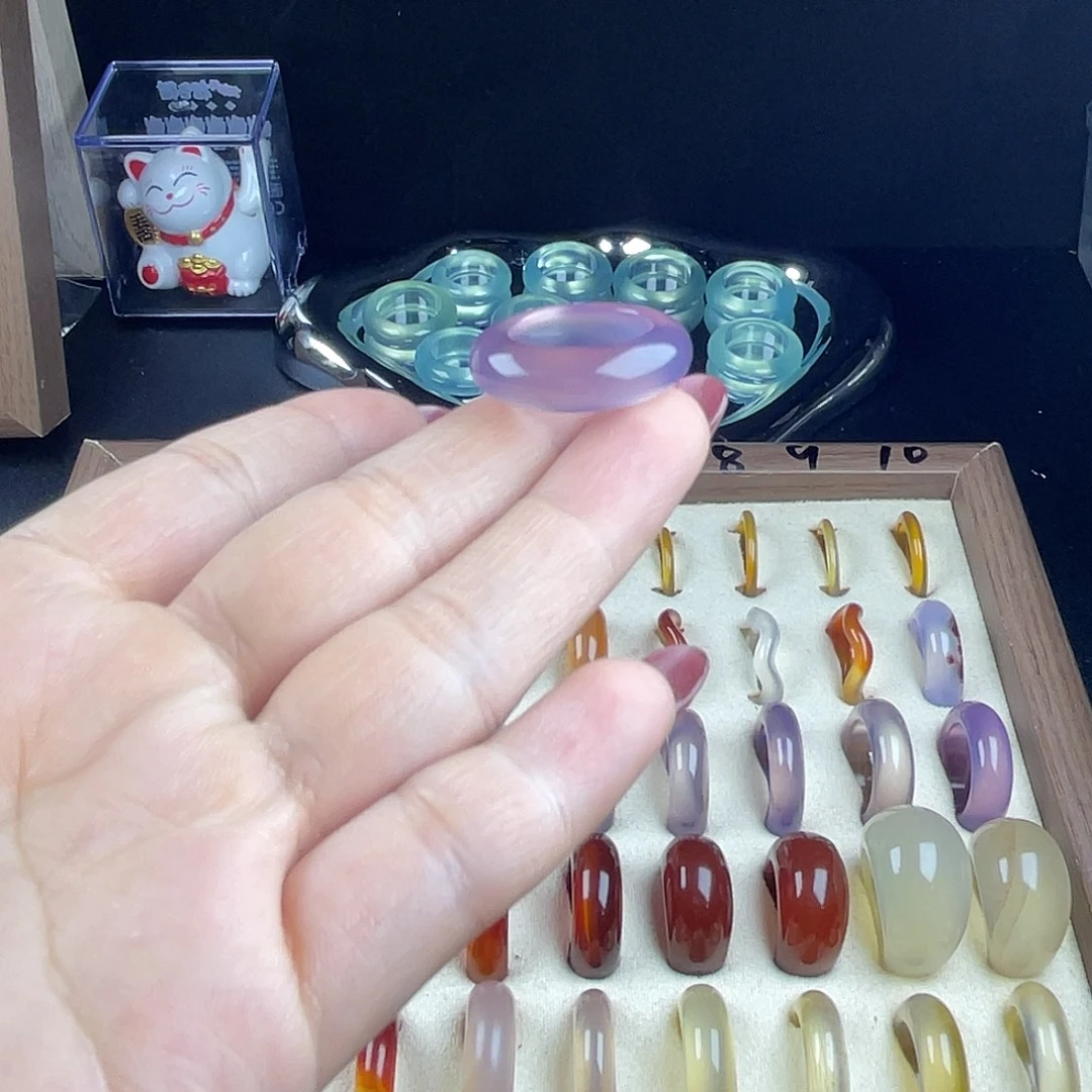 玛瑙/玉髓合金戒指港13直径16+不退换A01